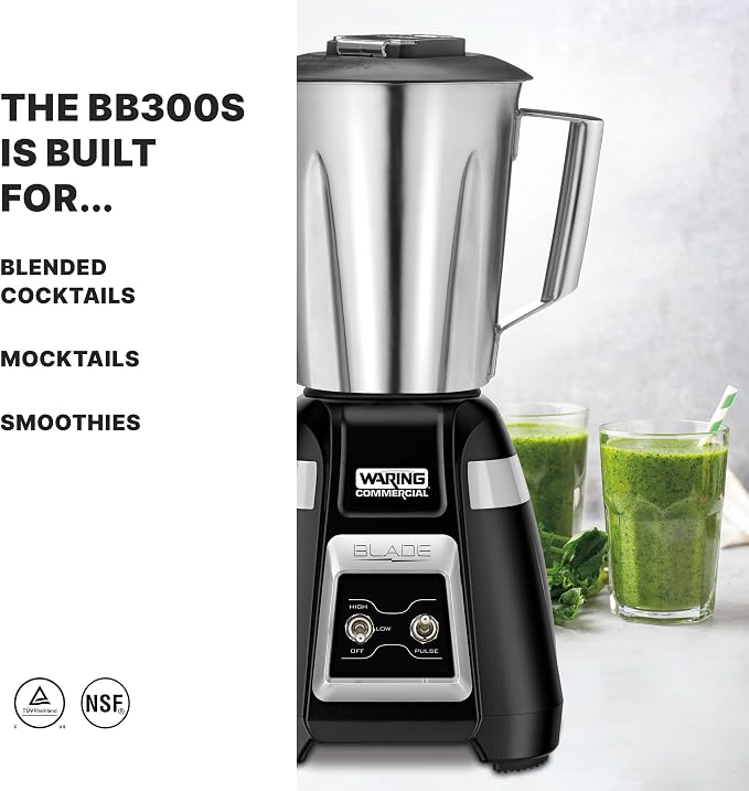 Waring Blade Blender with 48 oz Stainless Steel Jar & Toggle & Pulse | 1.5 Horsepower Motor, 2-Speed Toggle Controls with Pulse, 48 oz Stainless Steel Jar, for Bars & Restaurants, NSF Certified
