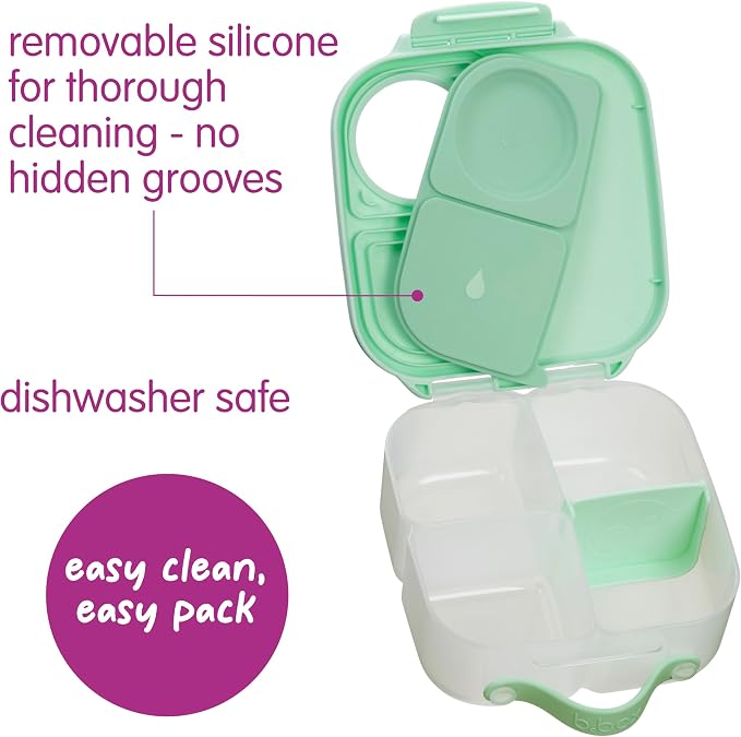 b.box Mini Lunch Box, Snack Containers for Kids, Lunch Box Kids, 4.25 Cup | Bento Box for Kids, Sanck Box, Lunch Containers, Leak Proof, Dishwasher Safe, BPA Free, PFAS Free, Ages 3+ — Spearmint