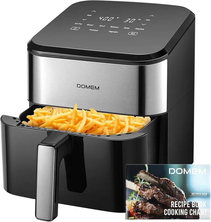 6.2 Qt 1500W Large-Capacity Air Fryer with Non-Stick Basket, 8-in-1 Multi-Function Air Fryer with Preset, Cooker for Healthy and Low-Oil Meals, Convenient Operation
