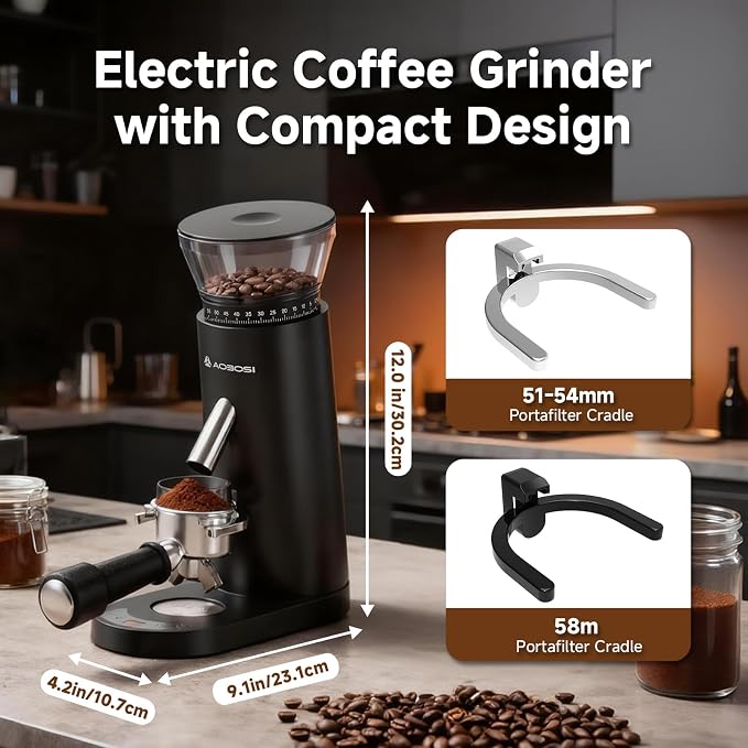 AAOBOSI Cordless Burr Coffee Grinder, Rechargeable with 60 Grind Settings & Anti-Static, Digital Timer Touchscreen, Portable Electric Grinder for Espresso, Pour Over, French Press, Travel, Camping