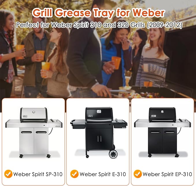 91354 Grease Tray for Weber Spirit 300 Series（Side Control Panel） | Drip Pan Tray for Weber Spirit E-310 E-320 (Made in 2009 and 2012), Grease Tray for Weber 91354 Parts
