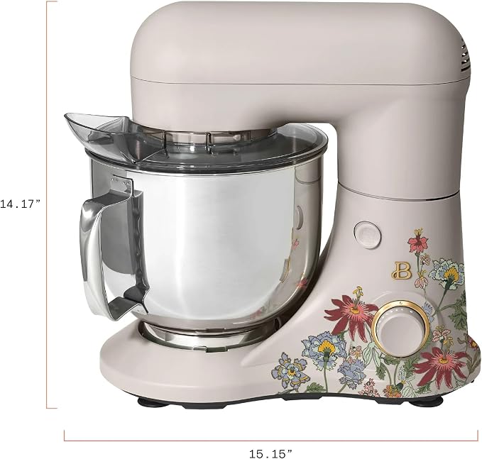5.3 Qt Stand Mixer, 300W Electric Kitchen Mixer with 12 Speeds, Tilt Head Design, Stainless Steel Bowl, Dough Hook Whisk Beater Splash Guard (Wildflower Porcini Taupe)