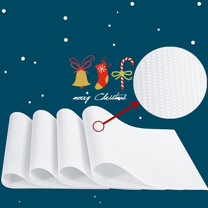 Zupro White Placemats Set of 4 Woven PVC 18"x12" for Indoor Outdoor Usage | Washable Heat-Resistant Non Slip Table Mats PVC Vinyl Kitchen Dining Patio Table Place Mats for Holidays Dinner Parties BBQs