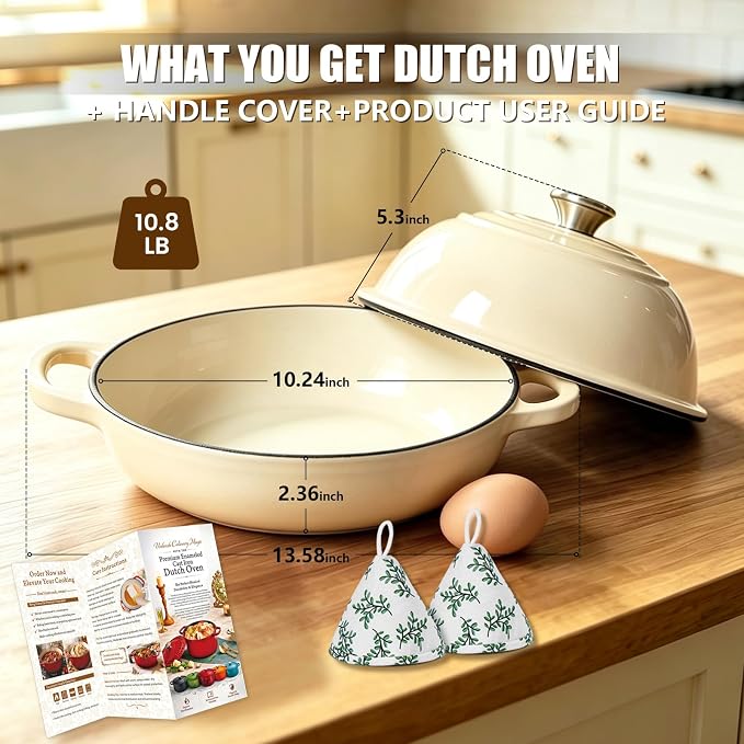 Cast Iron Bread Dutch Oven 6QT Pink Enameled with Lid | Even Heat and Steam for Crispy Crust, Easy-release Enamel, All Stovetops, Safe to 500F, For Sourdough and Artisan Bread