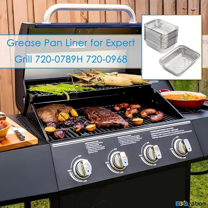 20-Pack Grease Pan Liner for Expert Grill 720-0789H 720-1049 720-0968 | Aluminum Drip Pan Liner for Expert Grill Parts 720-0789H for Expert Grill Grease Tray 720-1049