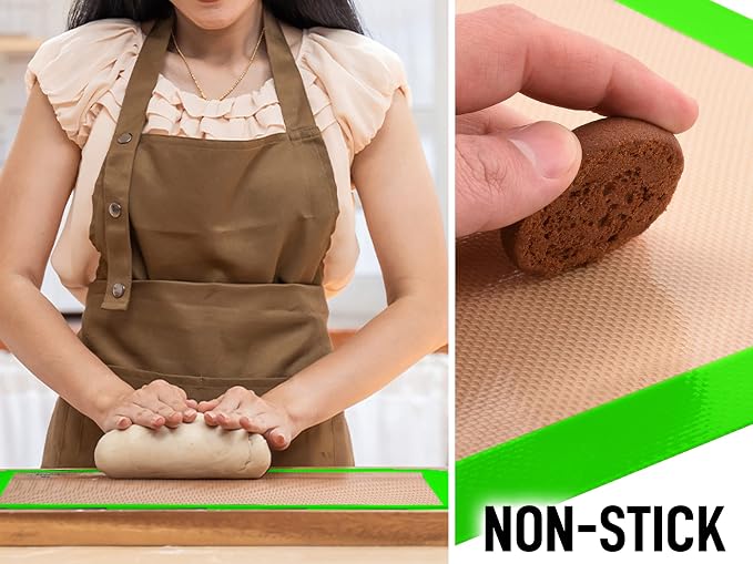 Zulay Kitchen (2 Pack) Silicone Baking Mat Sheet Set - Reusable Baking Mat Nonstick - Half Sheet Baking Mat For Oven - 16.5" x 11.6" (Light Green)