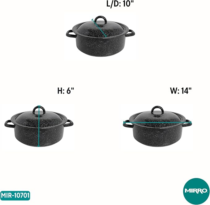 MIRRO 4.5 Qt Enamel Dutch Oven for Seafood, Black | Traditional Vintage Style