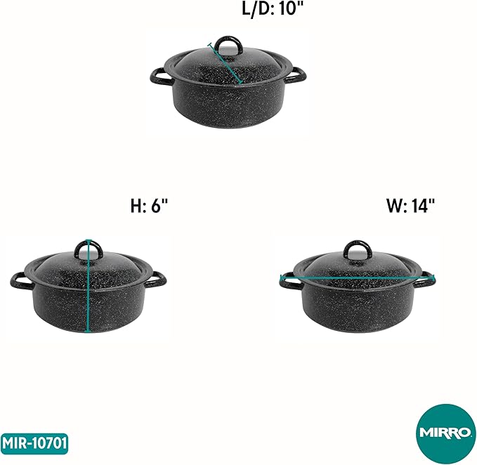 MIRRO 4.5 Qt Enamel Dutch Oven for Seafood, Black | Traditional Vintage Style