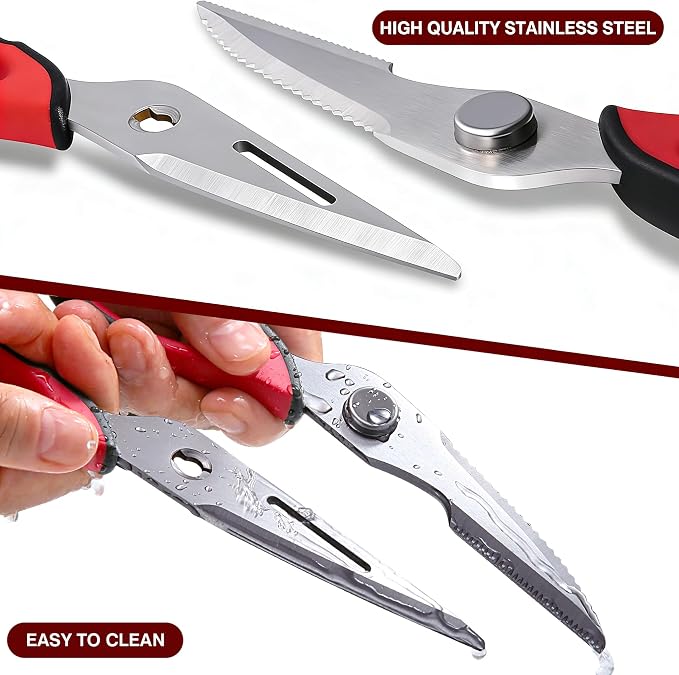 Come Apart Kitchen Scissors for Food, All Purpose Kitchen Shears (Red) | Easy to Clean, Detachable Blade, Comfort Grip, Multi Functional Cooking Scissors for Meat, Poultry, Fish