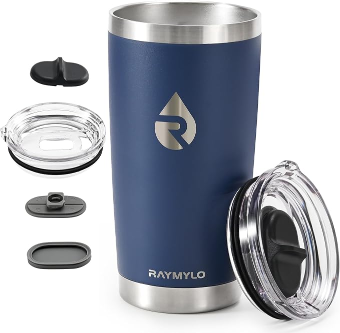 RAYMYLO Travel Coffee Tumbler, Insulated Travel Coffee Mug Cup, 20oz | Detachable Lid for Thoroughly Clean, Cup Holder Friendly for Outdoor, Double-Wall Vacuum Insulation, Spill Proof & BPA Free