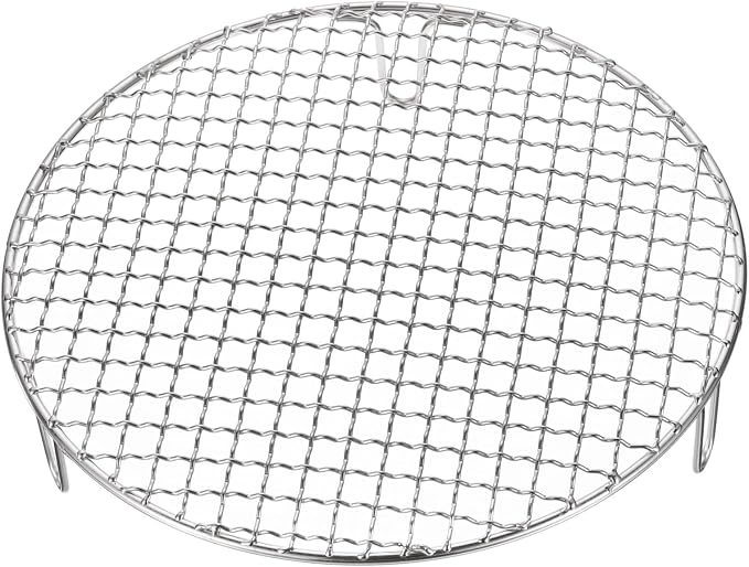 HARFINGTON Round Cooking Rack 10.4-inch Stainless Steel Cross Wire Barbecue Grill Net with 50mm Legs for Cooking Baking Steaming BBQ