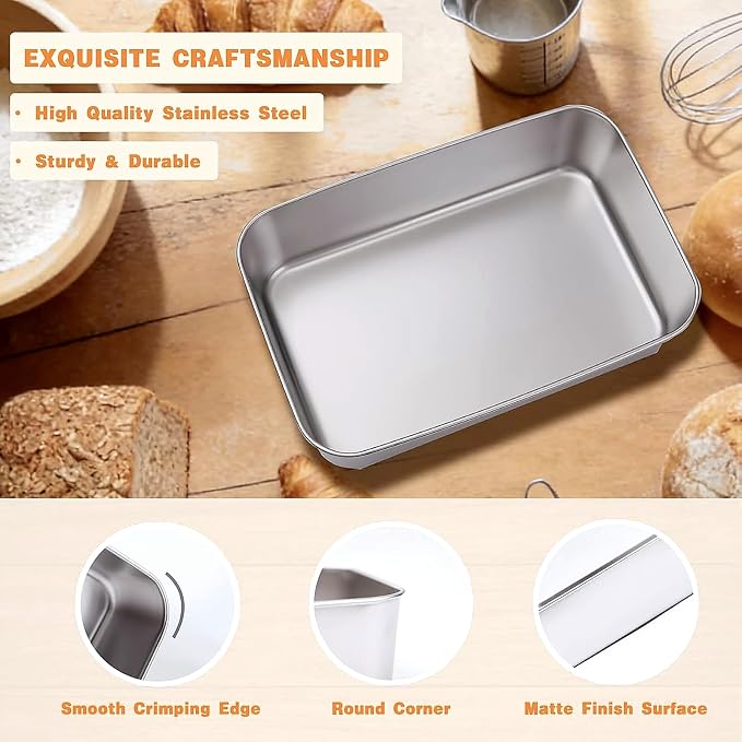 8 Pack Stainless Steel Loaf Pans, 8.8 x 5.7 Inch for Bread & Sourdough | Bread Baking Pans for Homemade Brownies, Sourdough, Meatloaf, Easy Release & Dishwasher Safe