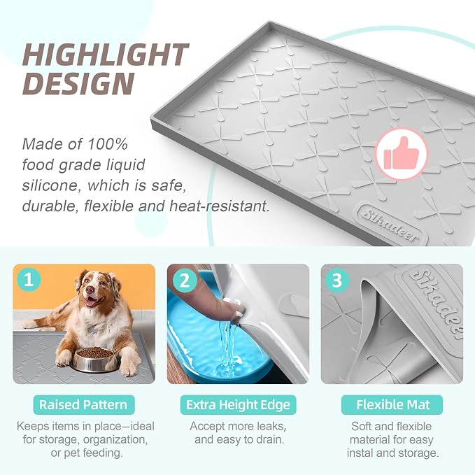 Waterproof Under Sink Mat 22" x 22" Silicone Mat Cabinet Protector | Heavy Duty Kitchen Cabinet Liner, Easy Press Drain, Home Essentials for Pet Feeding, Boots, Bathroom, Organizers & Storage