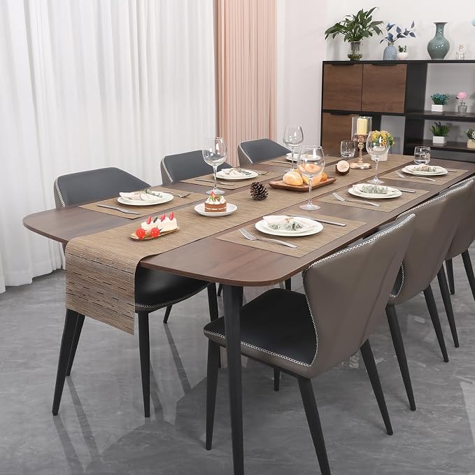Myir JUN Placemats Set of 4 Kitchen and Dining Table Placemats | Vinyl Placemats Place Mats Indoor/Outdoor Set of 4 Washable Table Mats Non-Slip Place mats for Dining Table, Light Brown