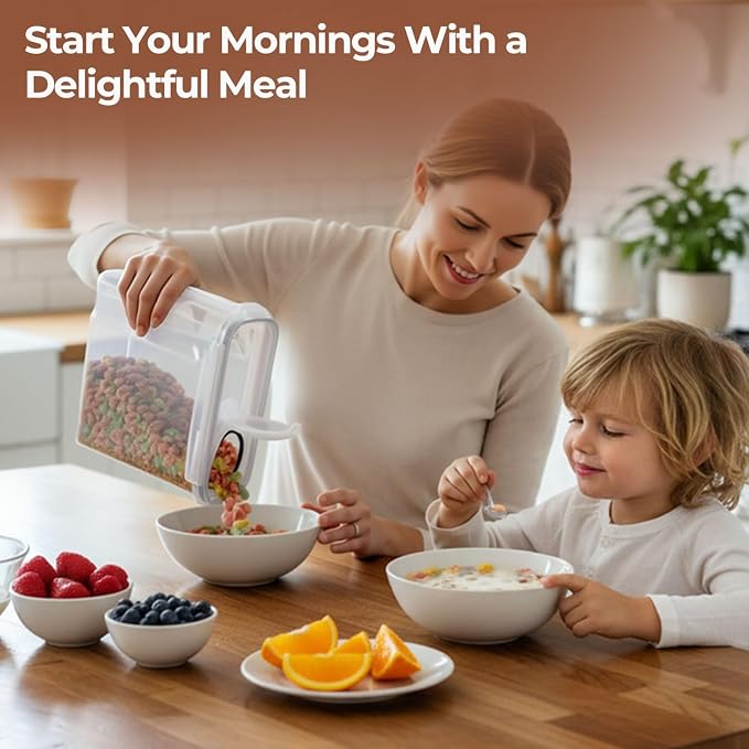 ComSaf Airtight Cereal Storage Containers with Lids 6.7Qt 2Pack, Easy Pour | Plastic Food Canister, Cereal Rice Oats Beans, Pantry Kitchen Cabinet, Dispenser with Label, Spout, Large Capacity, BPA-free
