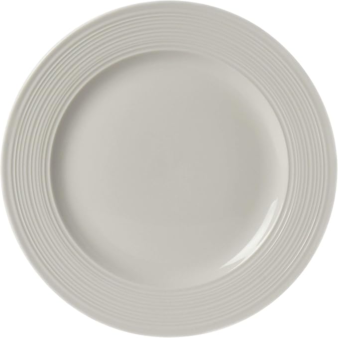 Tabletops Gallery Embossed Bone White Porcelain Round Dinnerware Collection- Chip Resistant Scratch Resistant, Contempo 12 Piece Dinnerware Set (Dinner Plate, Salad Plate, Cereal Bowl)