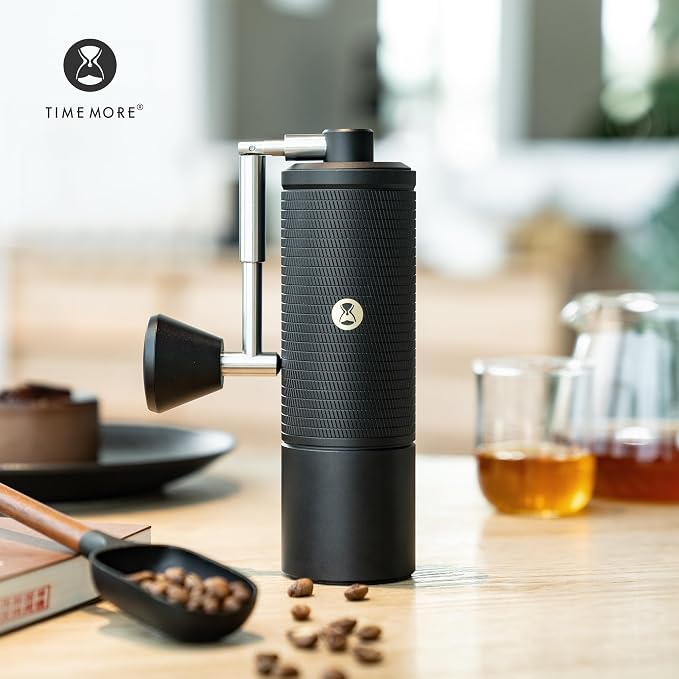TIMEMORE C5 PRO Manual Coffee Grinder, 42mm Stainless Steel Burr, 48 Adjustable Settings Hand Coffee Grinder, Foldable Handle, All-Metal Portable Coffee Bean Grinder for Pour Over & Travel (Black)