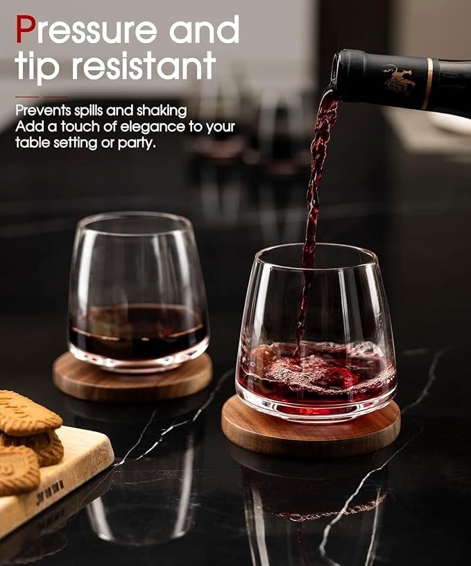OJA Wine Glasses Set, Crystal Stemless Red Wine Glass, Set of 4, 13.5 oz | Dishwasher Safe, Red White Wine glass, Hand Blown, Unique Gifts for Him Her for Birthday, Wedding, Christmas, Anniversary