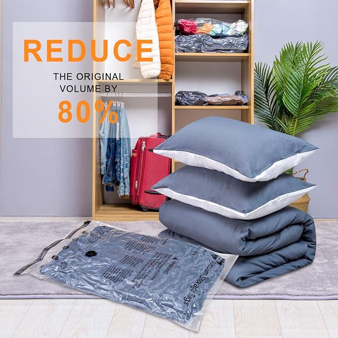 GONGSHI Vacuum Storage Bags, Space Saver Seal Bags For Clothing, Travel Luggage,Blankets, Comforters, Pillows, Clothes Storage.5 Large 5 Medium