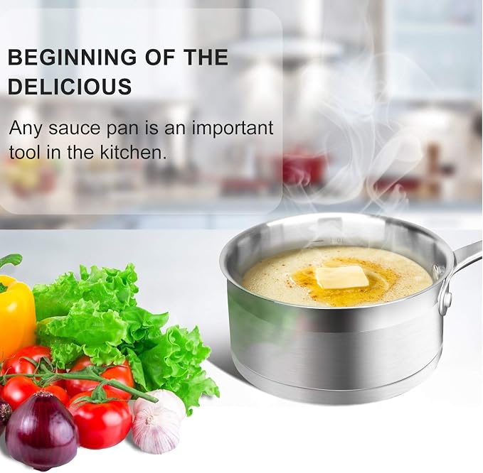 Duxtop Stainless Steel Sauce Pan with Lid, 1.6 Quart Induction Cooking Pot | Saucepan with Stay-Cool Handle, Impact-Bonded Base for Even Heating