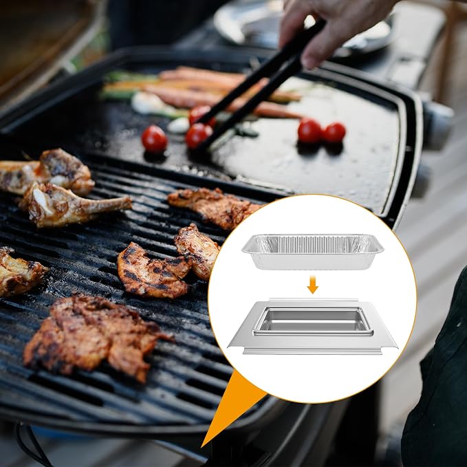 80580 Grease Catch Pan with 12 Pack Drip Pan Liners for Q200 & Q300 Grills | Grill Grease Tray for Weber Q2000 Q2200 Q200 Q220 Q3000 Q3200 Q240 Q300 Q320 Q2400 394001 Grill Drip Pan Replacement Parts