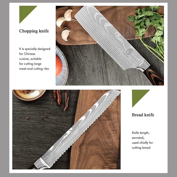FULLHI Knife Set, 14pcs Japanese Knives Set, Premium German Stainless Steel chef Knife Set