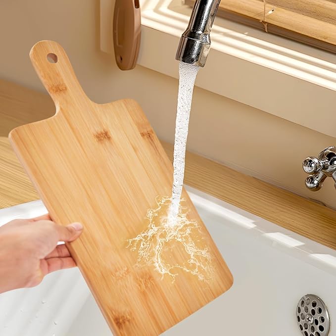 6pcs Wood Cutting Boards Bulk for Kitchen, 15x7 inch Personalized Bamboo Charcuterie Boards Customized Laser Engraving Serving Chopping Board for Pizza, Cheese, Dessert, Fruit, Vegetables