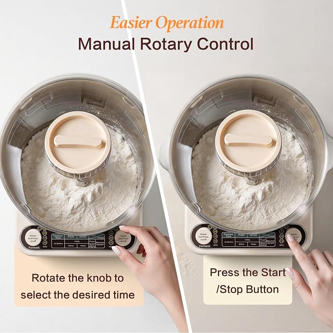 5.3QT Dough Kneader Machine with Timer & Fermentation, Electric Dough Mixer for Bread, Pizza, Pasta & Sourdough, Up to 1.4kg Dough Maker for Home Baking Hands-Free Kneading Machine, 304 Bowl