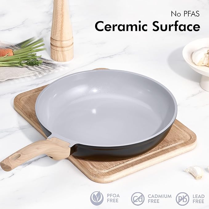 CAROTE 21pcs Ceramic Cookware Set, Pots and Pans Set | Non-Toxic Healthy Induction Cooking Set, Easy Clean, Fast & Even Heating, Fit All Stovetops, PFAS FREE