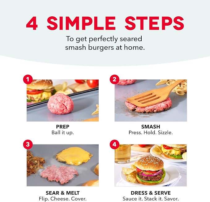 Dash Smash XL Electric Griddle,15x19 Inch Indoor Flat Top Grill with Drip Tray, Ceramic Nonstick Griddle for Smash Burgers, Pancakes & Breakfast, Quick Sear, Black
