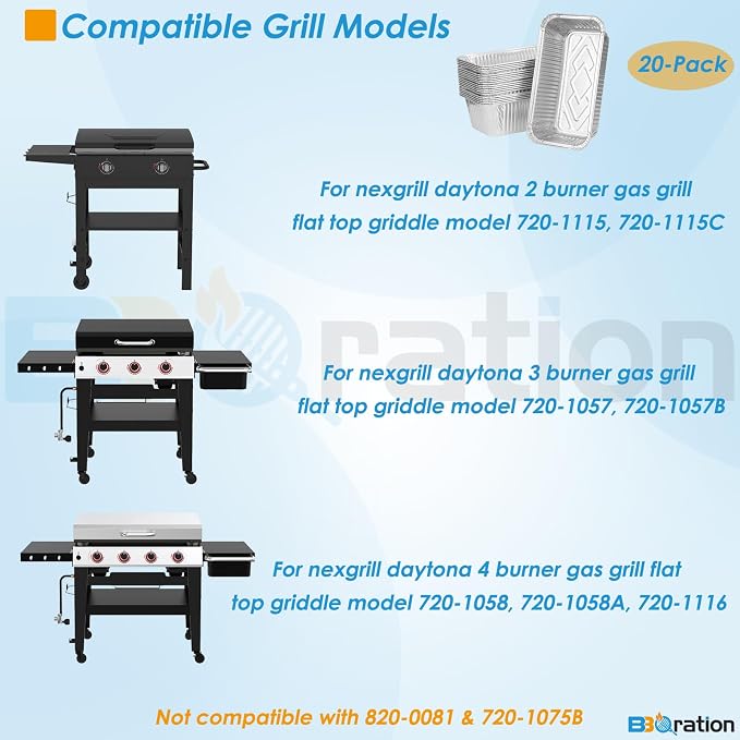 Aluminum Drip Liner for Nexgrill Daytona 3/4 Burner 720-1057 720-1058 | Grease Catcher Drip Liner for Nexgrill Daytona 30 Inch, 36 Inch Flat Top Griddle 720-1115, Grease Tray for Nexgrill Daytona