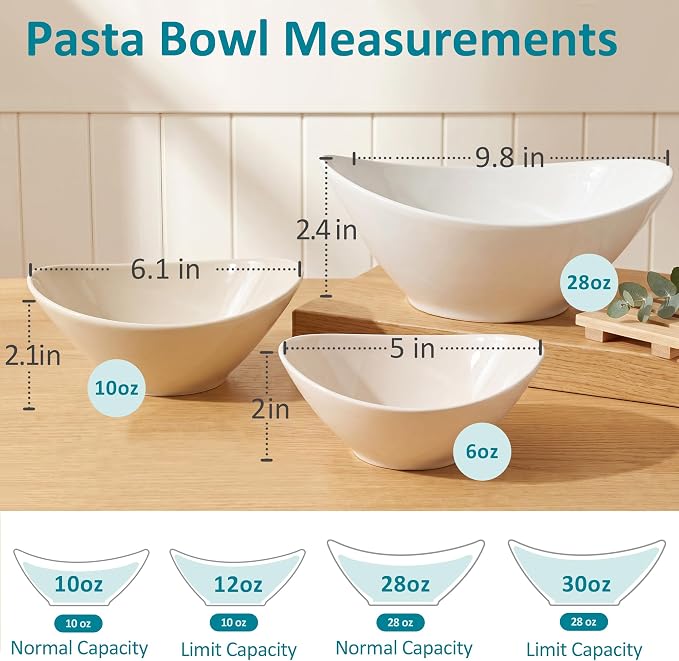 Teocera 6 Inch Ceramic Breakfast Bowls Set of 6, 10 Ounce Small Yogurt Bowls for Salad, Soup, Dessert, Microwave & Dishwasher Safe - Cream