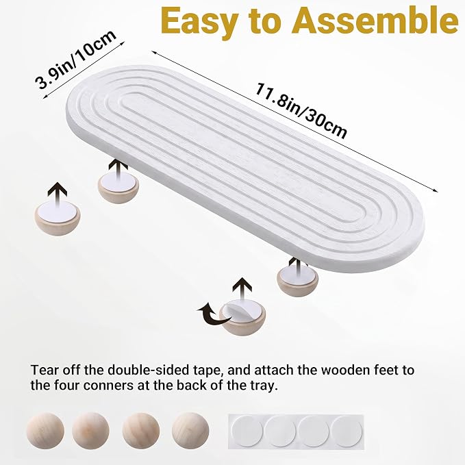 Fast-Dry Diatomite Sink Tray Organizer Absorbent White | Absorbent Diatomite Material, 11.8*3.9 in, Versatile Sink Organizer