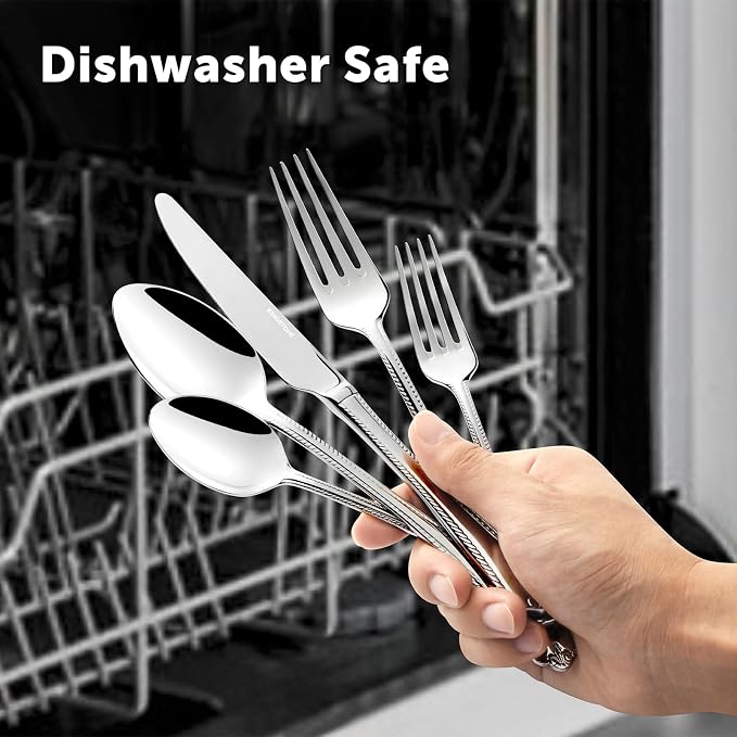 30-Piece Silverware Set, 18/10 Stainless Steel Flatware Set for 6 | Vintage Cutlery Set for Kitchen, Home, Wedding, Party, Mirror Polished and Dishwasher Safe, Featured Gifts