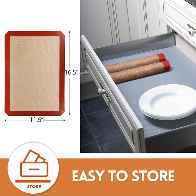 STATINT Silicone Baking Mat, Nonstick Half Sheet Baking Mat, Set of 2 | Premium Food Safe, Dishwasher Safe, Non Slip for Cookie Oven Reusable Mat, 16.5" x 11.6"