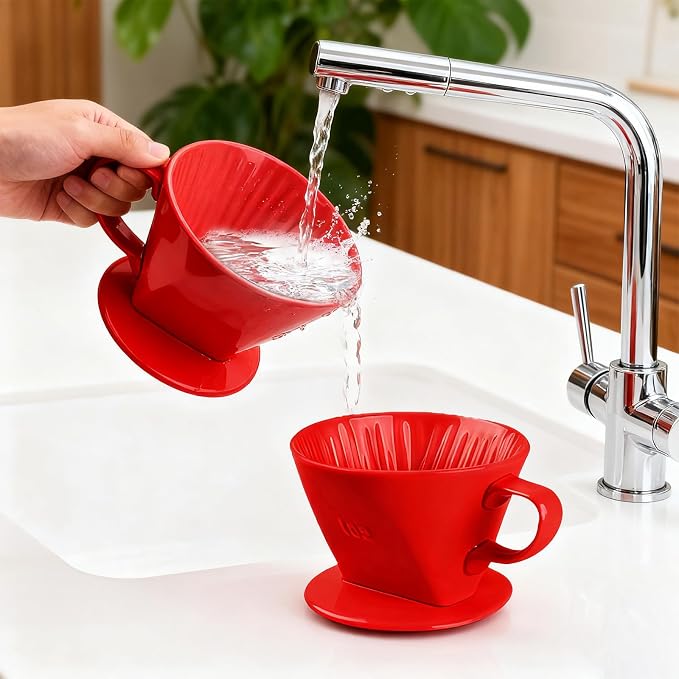 Ceramic Pour Over Coffee Dripper, V-Shaped Coffee Filter Cone | Brews rich, balanced coffee with a 3-hole design for smooth extraction and consistent flavor in every cup.