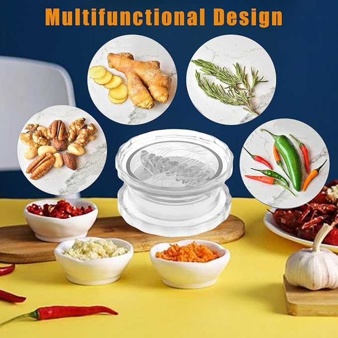 Transparent Manual Garlic Twist, Multi-Functional Mincer & Grinder for Garlic, Onion, Ginger, Herbs, Nuts, Impact Resistant Kitchen Gadget & Home Accessory