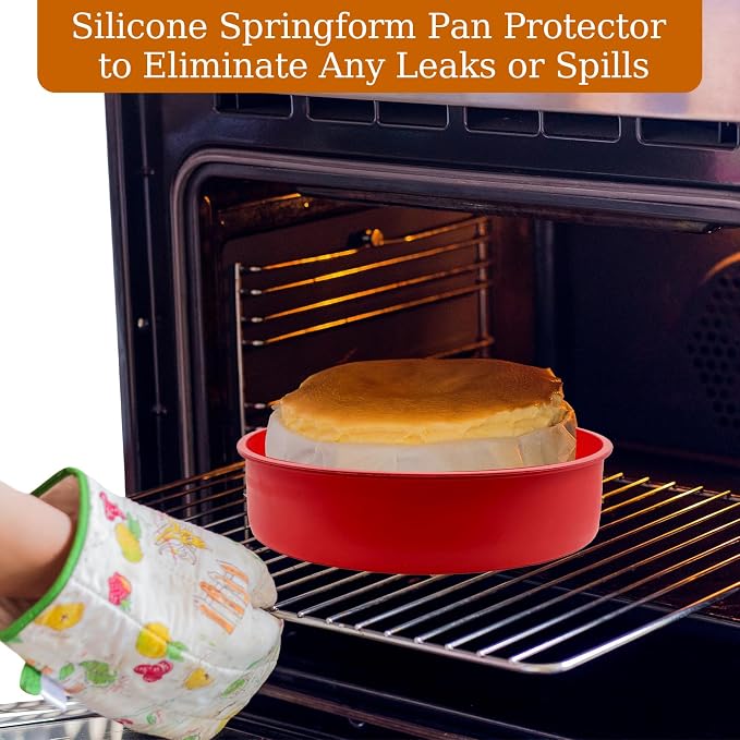 LynxLink Silicone Springform Pan Protector with Baking Mat Set for 9 inch Cheesecake Pan,Baking Pan,Cake pan - Cheesecake Water Bath Protector and Prevent Cake from Sticking to Bottom and Side