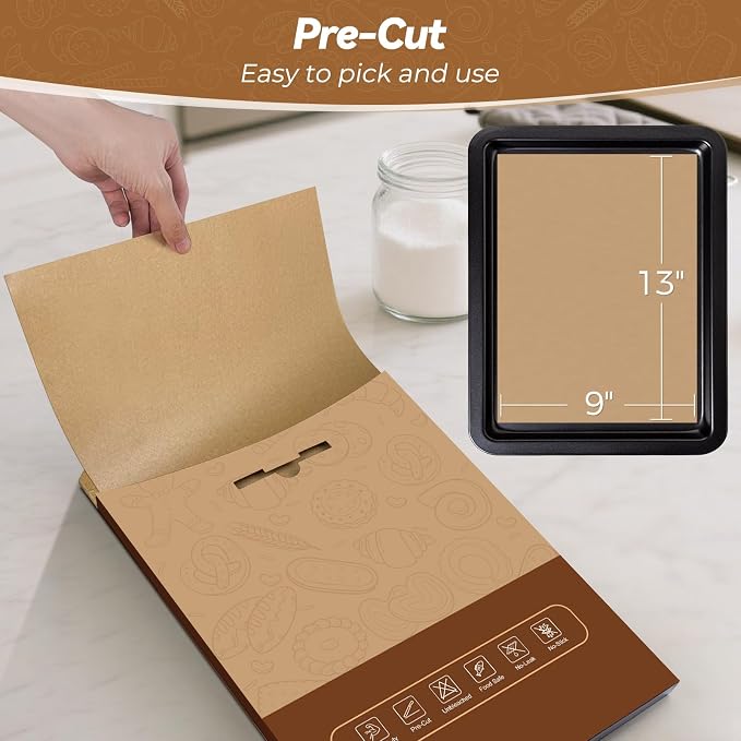 360 Count 9"x 13" Heavy Duty Parchment Paper Sheets for Baking | No-Stick & No-Leak Unbleached Baking Paper, Pre-cut Half Parchment Paper Sheets for Oven, Air Fryer, Microwave