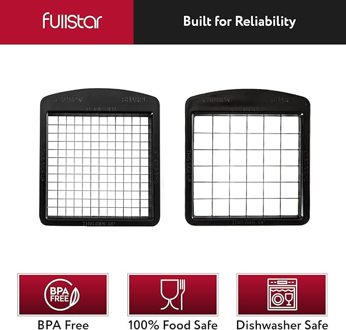 Fullstar Blade Replacement Set For Select Fullstar Vegetable Chopper Models | 2 pc Insert Set, Large Dicer for Potatoes & Apples, Small Dicer for Onions & Tomatoes, 3.9 x 4.4 inches