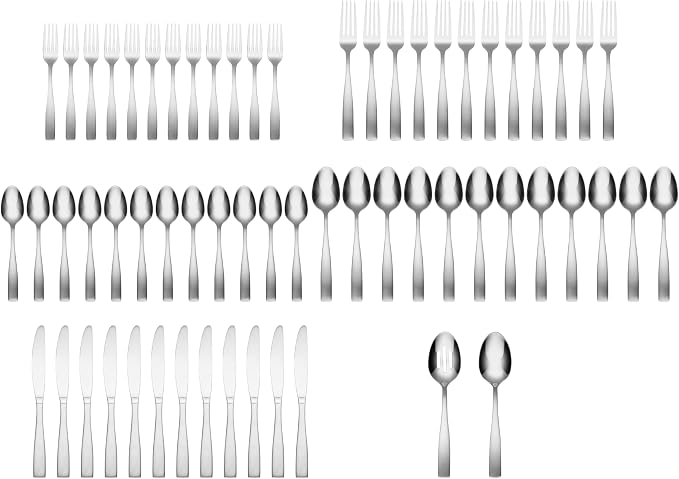 Cambridge 263K7CSLG31 Madison 62-Piece Flatware Set With Oak Tray (Pack of 2)