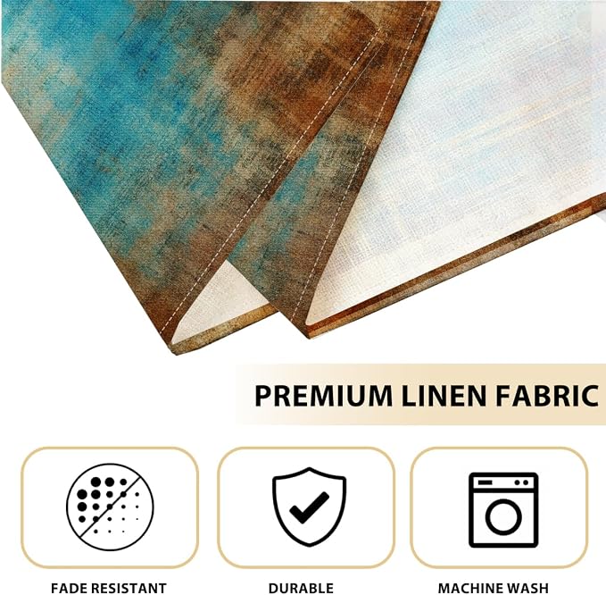 Farmhouse Placemats Set of 4, Outdoor Party Kitchen Table placemats Decor | Blue and Orange Vintage Abstract Messy Rust Painting Table Mats for Dining Decor, Washable Non-Slip Heat Resistant Place Mats