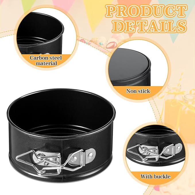 MAQUITA 8 Pcs 4 Inch Springform Pans - Small, Leakproof Round Cake Pans with Removable Bottom, Nonstick Baking Cake Molds for Mini Cheesecake & Pizza