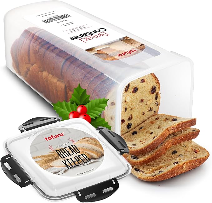 Tafura Bread Container, 5.8 L, Airtight BPA-Free Bread Storage Box | Holds homemade loaves, sandwich bread, artisan loaves, bagels, rolls, and other baked favorites.