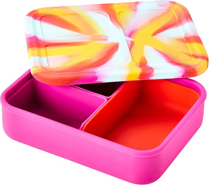 LunchBots Build a Bento 32 oz Platinum Silicone Divided Lunch Box Pink