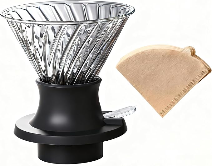 BeeCa Clever Coffee Dripper, All-in-One Coffee Maker Glass Immersion Brewer | One-Switch Control, French Press & Pour Over in One, Beginner-Friendly, 50pcs Paper Filters, Heat Resistant Glass