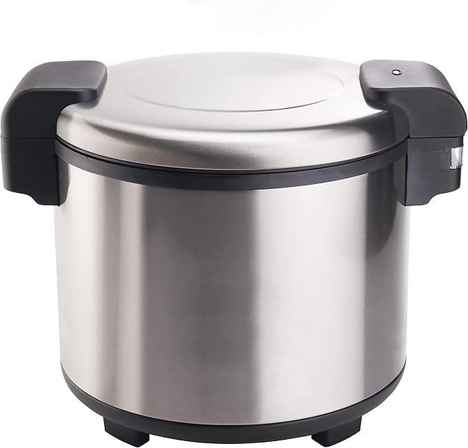 Winco 100 Cups Silver Commercial-Grade Electric Rice Warmer | Holds 100 cups, Locks in moisture, Easy cleanup, Energy-efficient, 103W power, Great for Rice, Hot Holding and Buffets