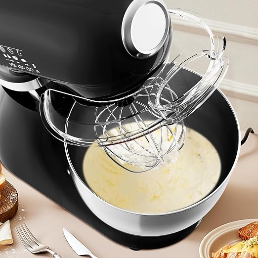 Electactic 5.3 Quart Electric Stand Mixer With 12 Speed, Low Noise | Electric Mixer With Tilt Head, Kitchen Mixer for Daily Use with Egg Whisk, Dough Hook, Flat Beater, Anti-slip Suction Cup