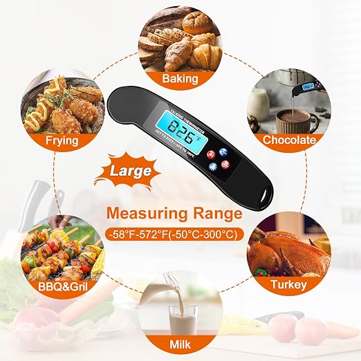 Digital Talking Thermometer for The Blind, Waterproof Instant Read Food Thermometer with Talking Function & Backlight, Meat Thermometer with Probe for Cooking and Grilling, and More