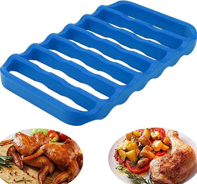 2 Pack Silicone Roasting Racks Non Stick Easy-Clean Cooling Rack for Cooking Baking Steaming (2pack-blue)